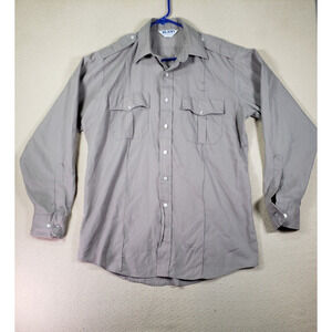 Vintage Lion Shirt Mens XL Gray Button Up Collared Long Sleeve Point Pockets